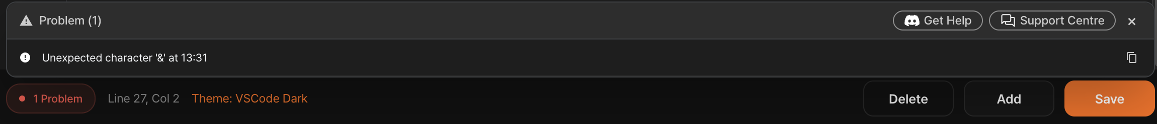 kScript error output